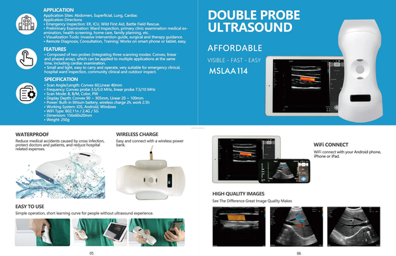 3 in 1 Wireless Convex Phased Array Linear Transvaginal Array  Color Doppler Ultrasound Scanner