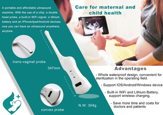 3 in 1 Wireless Convex Phased Array Linear Transvaginal Array  Color Doppler Ultrasound Scanner